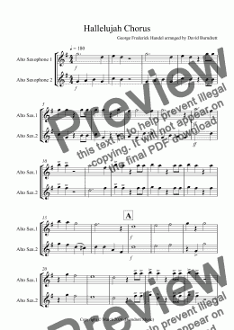 page one of Hallelujah Chorus for Alto Saxophone Duet