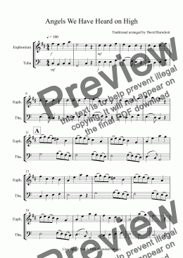 page one of Angels We Have Heard on High Euphonium and Tuba Duet