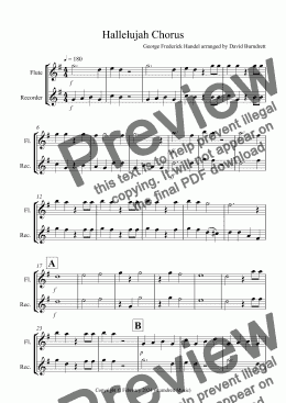 page one of Hallelujah Chorus for Flute and Recorder Duet