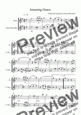 page one of Amazing Grace for Flute and Recorder Duet