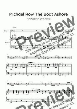 page one of Michael Row The Boat Ashore for Solo Bassoon and Piano