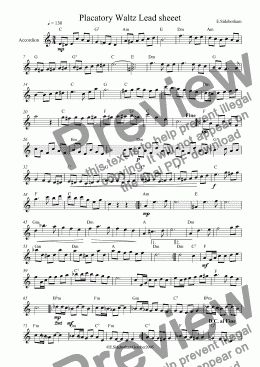 page one of placatory waltz lead sheet - Full Score