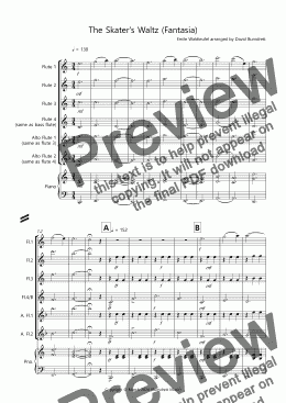 page one of The Skater's Waltz (Fantasia) for Flute Quartet