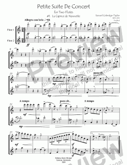 page one of  Petite suite for two Flutes 