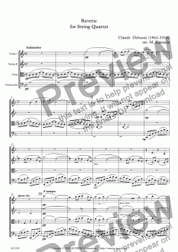 page one of Reverie for String Quartet