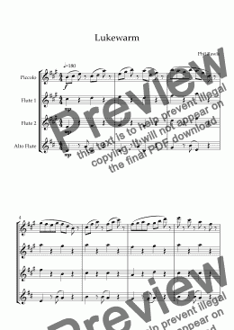page one of Lukewarm - Flute Quartet