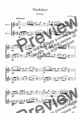 page one of Weekdays - Oboe Duet