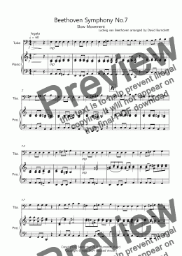 page one of Beethoven Symphony No.7 (slow movement) for Tuba and Piano