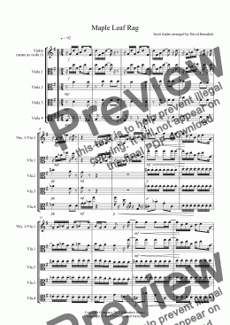 page one of Maple Leaf Rag for Viola Quartet