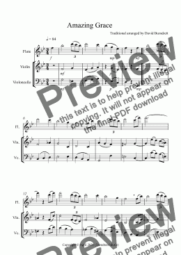 page one of Amazing Grace for Flute, Violin and Cello Trio