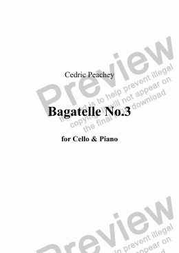 page one of Bagatelle No. 3 for 'cello & piano - Allegro