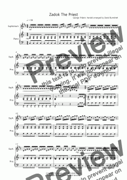 page one of Zadok The Priest for Euphonium and Piano