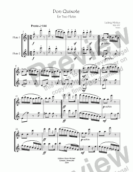 page one of Don Quijote for two flutes 