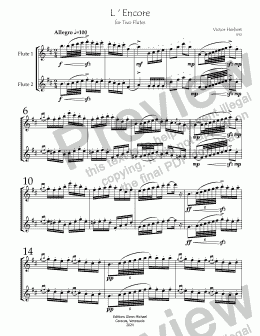 page one of Encore for Two Flutes 