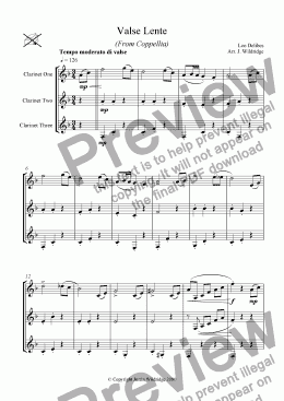 page one of Valse Lente (from Coppellia)