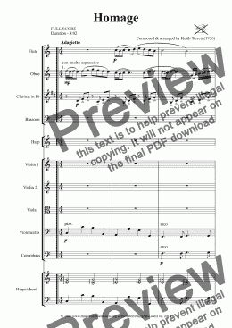 page one of Homage for Orchestra & Woodwind