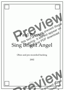 page one of Sing Bright Angel, for oboe and pre-recorded backing