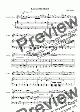 page one of Laundrette Blues! for Tenor Saxophone and Piano