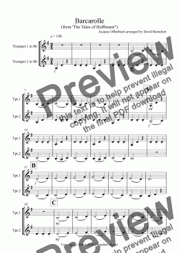 page one of Barcarolle "The Tales of Hoffmann" for Trumpet Duet