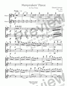 page one of Merrymakers' Dance for two flutes 