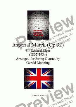 page one of Music of Pageant & Patriotism - Elgar, E - Imperial March -  arr. for String Quartet by Gerald Manning
