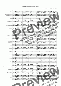 page one of Autumn "Four Seasons"  for School Orchestra (version two)