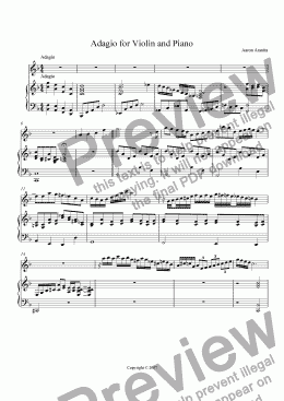 page one of Adagio for Violin and Piano