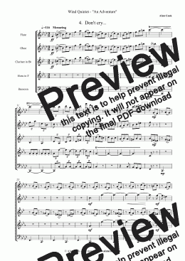 page one of Wind Quintet (An Adventure)  - Mov.4 "Don’t Cry"