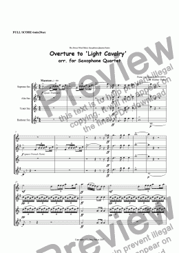 page one of Overture to 'Light Cavalry' arr. for Saxophone Quartet