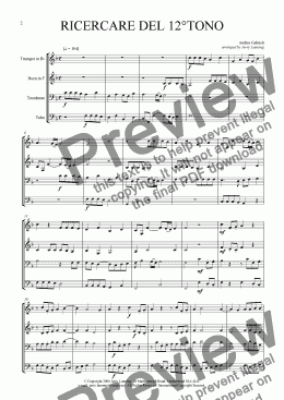 page one of Ricercare del 12° tono (brass quartet)