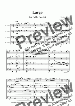 page one of Largo for Cello Quartet