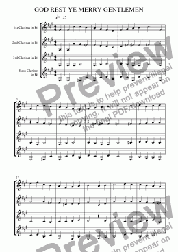 page one of God Rest Ye Merry, Gentlemen (Clarinet Quartet)