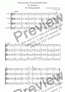 page one of Turmsonaten. 24 neue Quatrizinien 15. Sonatina for String Quartet