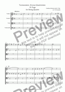 page one of Turmsonaten. 24 neue Quatrizinien 19. Fuga for String Quartet