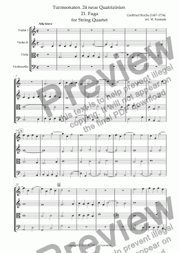page one of Turmsonaten. 24 neue Quatrizinien 21. Fuga for String Quartet
