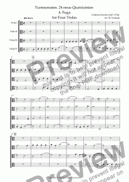 page one of Turmsonaten. 24 neue Quatrizinien 4. Fuga for Four Violas