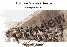 page one of Hebrew Slaves Chorus from Nabucco ("Va, pensiero") for Recorder Quintet