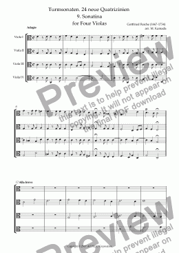 page one of Turmsonaten. 24 neue Quatrizinien 9. Sonatina for Four Violas