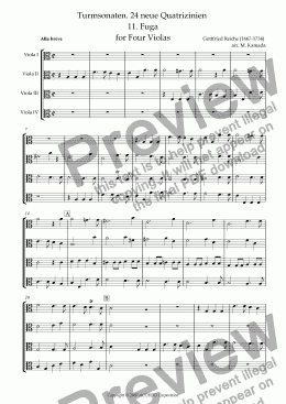 page one of Turmsonaten. 24 neue Quatrizinien 11. Fuga for Four Violas