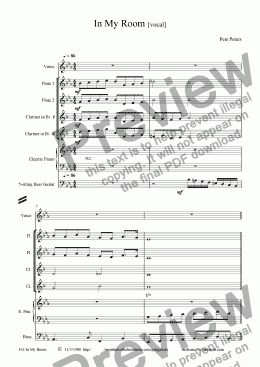 page one of In My Room [Pop ballad  vocal     WW   7tet]