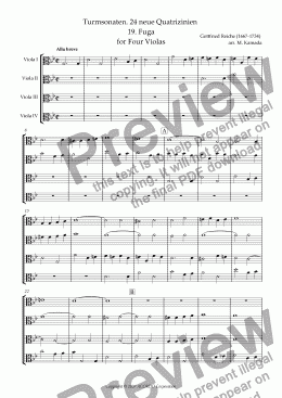 page one of Turmsonaten. 24 neue Quatrizinien 19. Fuga for Four Violas