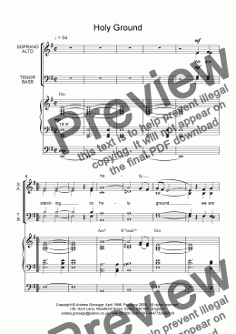page one of Holy ground (4-part choir version)