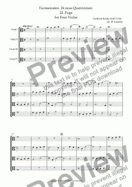 page one of Turmsonaten. 24 neue Quatrizinien 22. Fuga for Four Violas