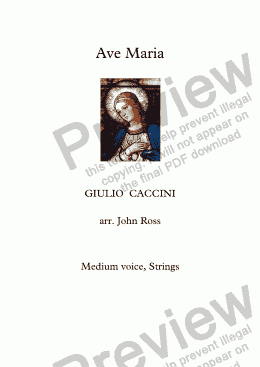 page one of Ave Maria (Caccini) (Medium voice, Strings)