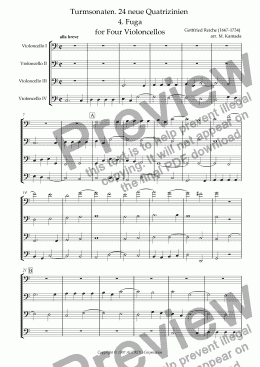 page one of Turmsonaten. 24 neue Quatrizinien 4. Fuga for Four Violoncellos