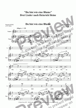 page one of Du bist wie eine Blume - Three Songs after Poems by Heinrich Heine, op. 47