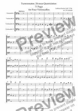 page one of Turmsonaten. 24 neue Quatrizinien 5. Fuga for Four Violoncellos