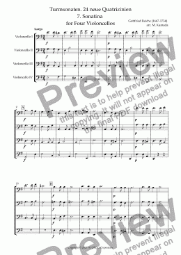 page one of Turmsonaten. 24 neue Quatrizinien 7. Sonatina for Four Violoncellos