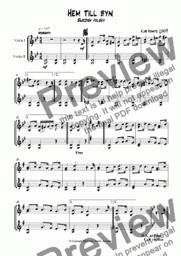 page one of Hem till byn - Swedish polska, violin duet