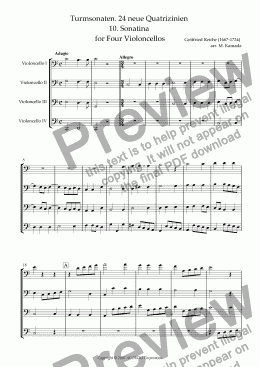 page one of Turmsonaten. 24 neue Quatrizinien  10. Sonatina  for Four Violoncellos